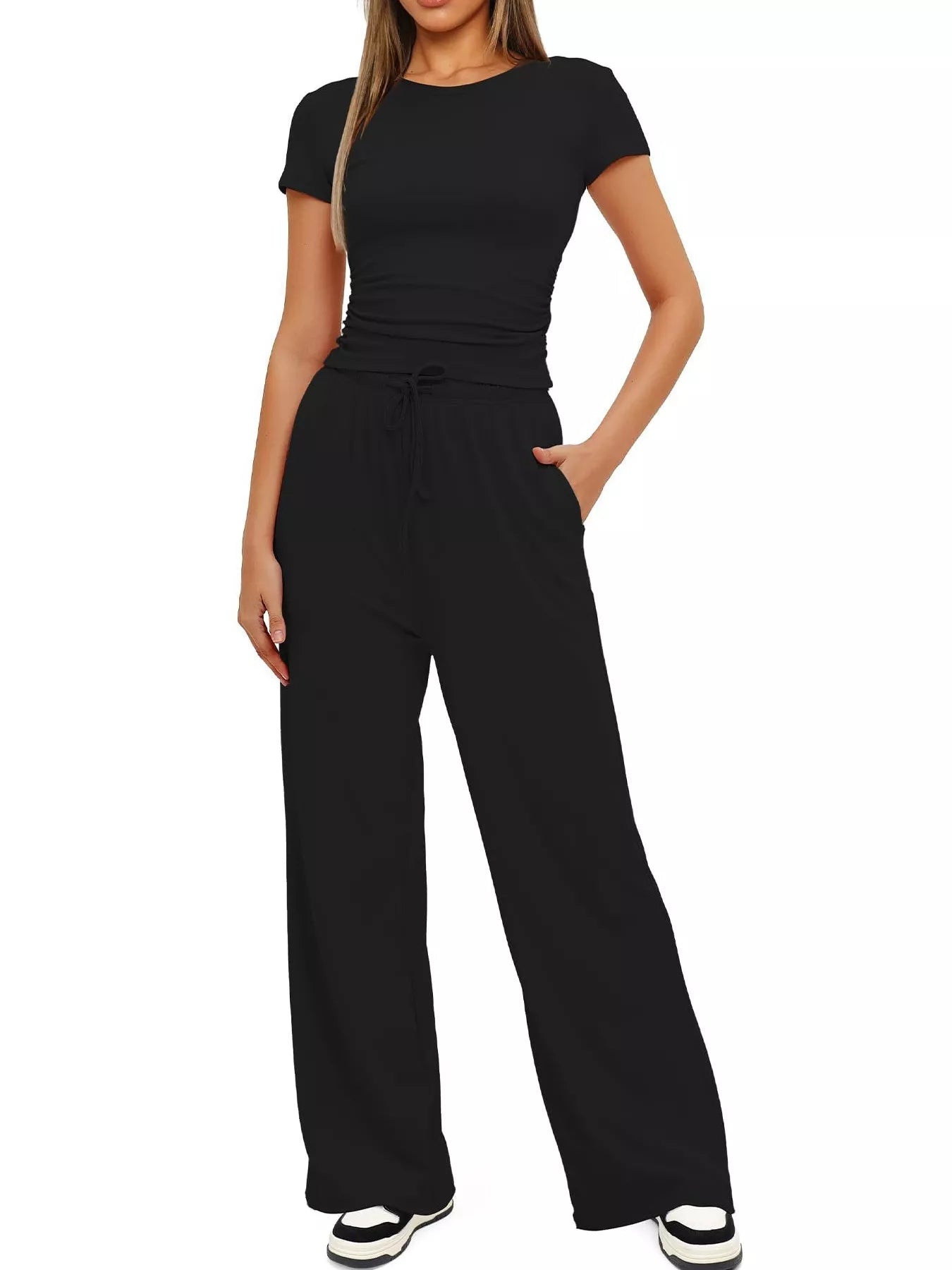 Short Sleeve Top and Drawstring Pants Set