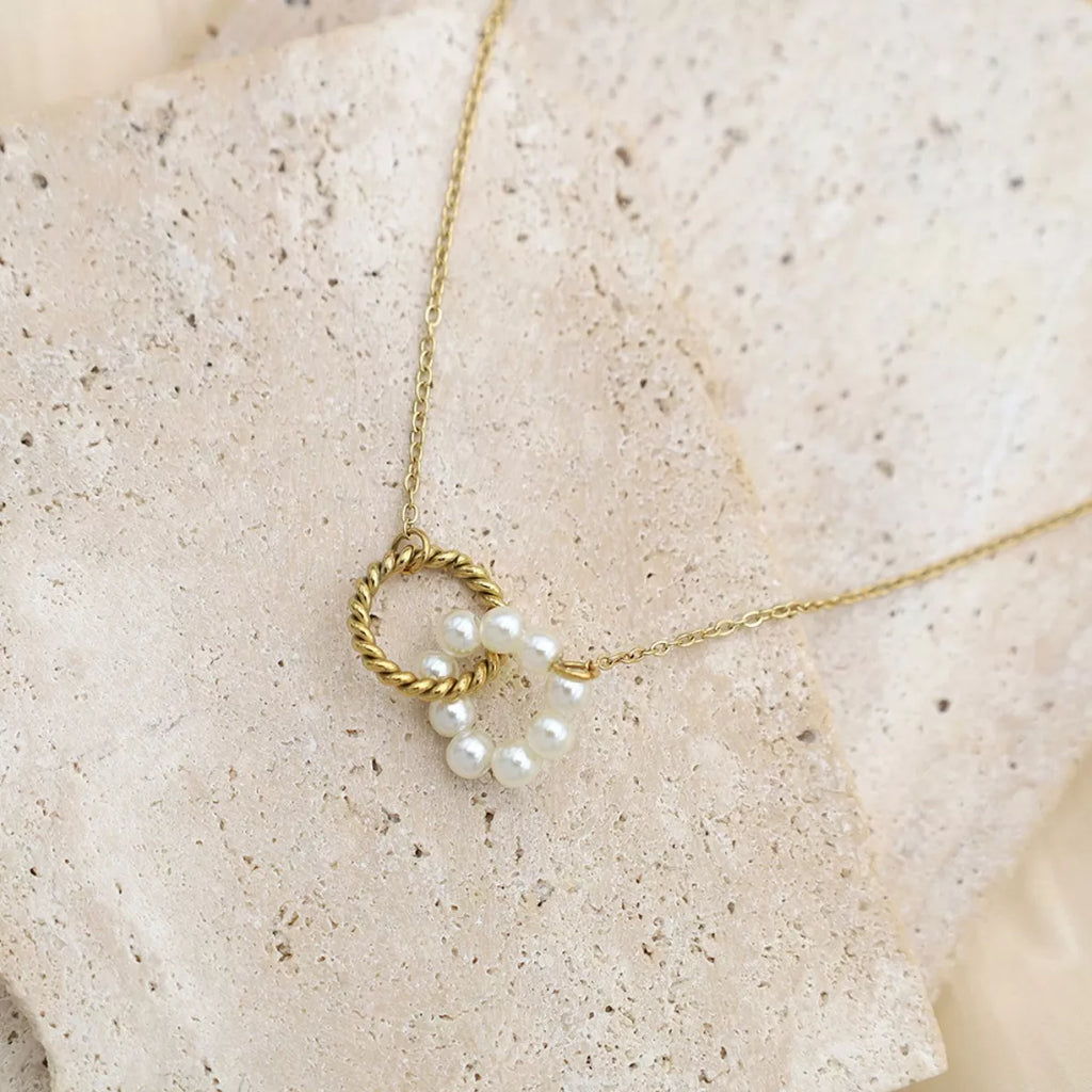 18K Gold-Plated Pearl Twisted Pendant Necklace