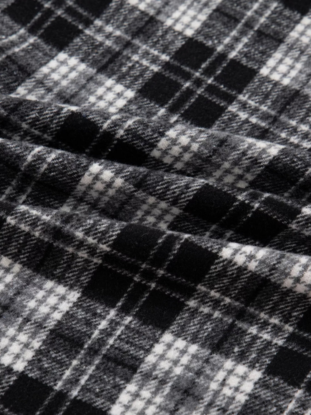 Plaid Polo Collar Zip up Contrast Trim Shift Long Sleeve Mini Dress