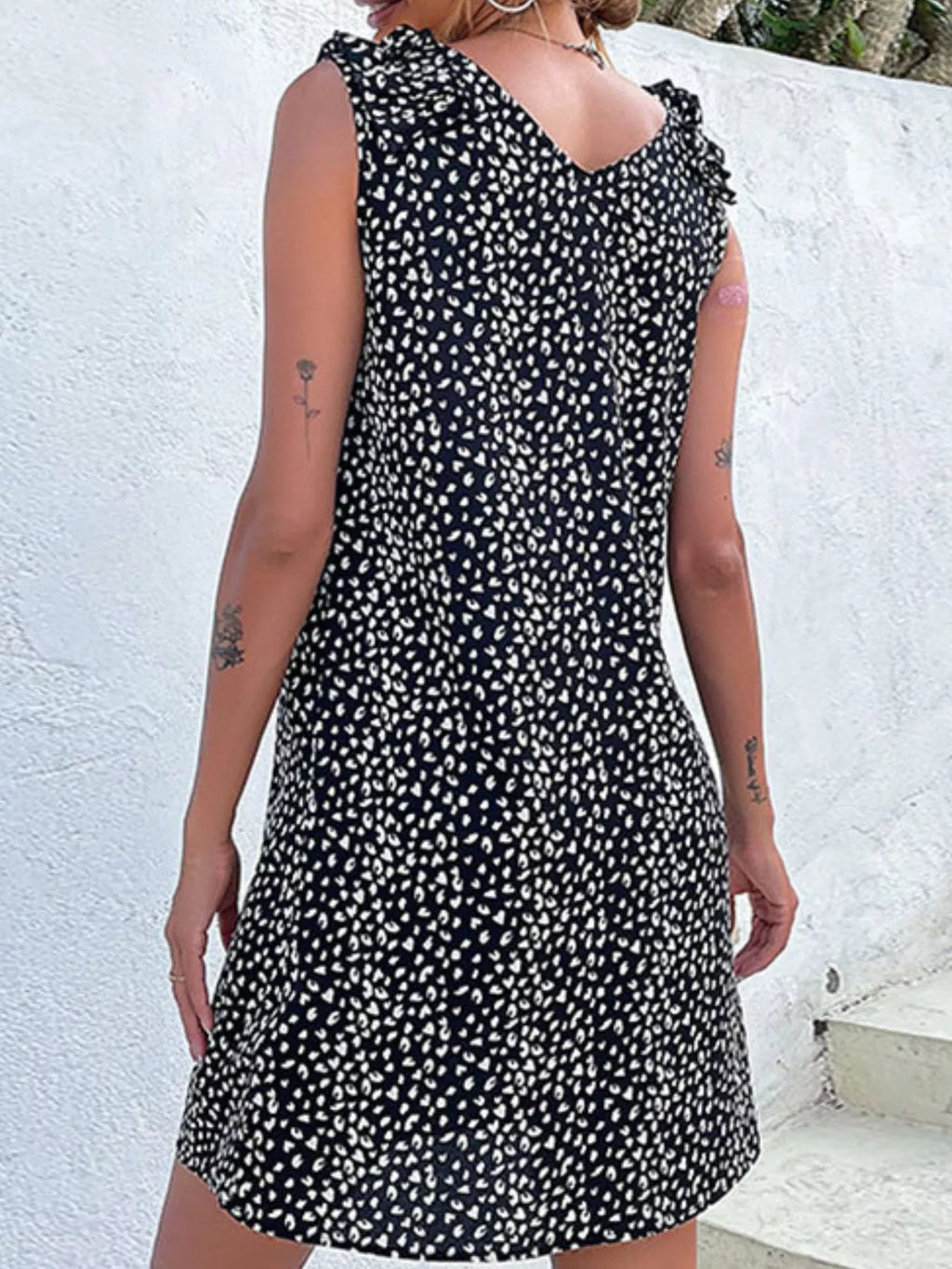 Frill Sleeveless Leopard Print Mini Dress