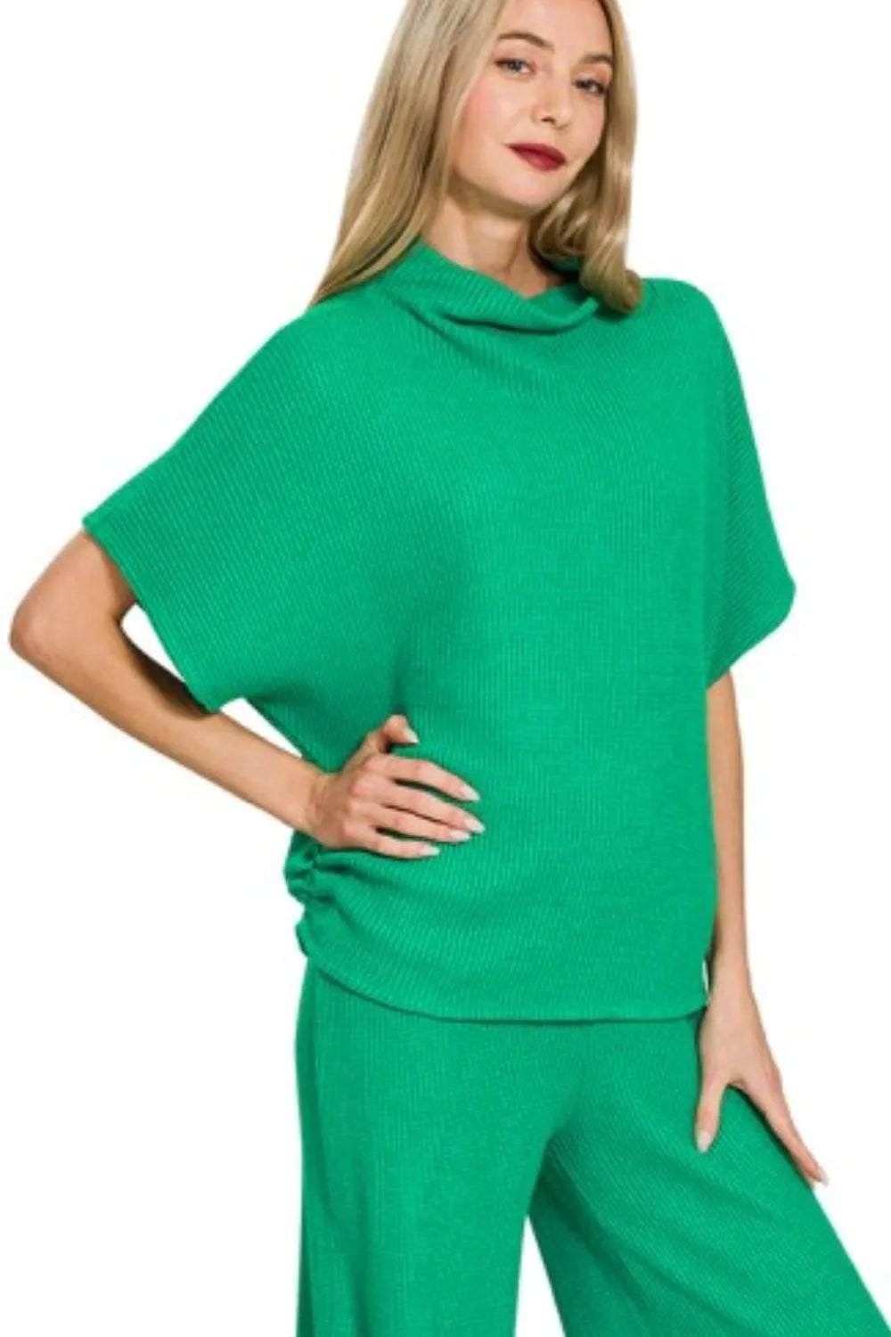 Zenana Sweater Mock Neck Top & Long Pants Set