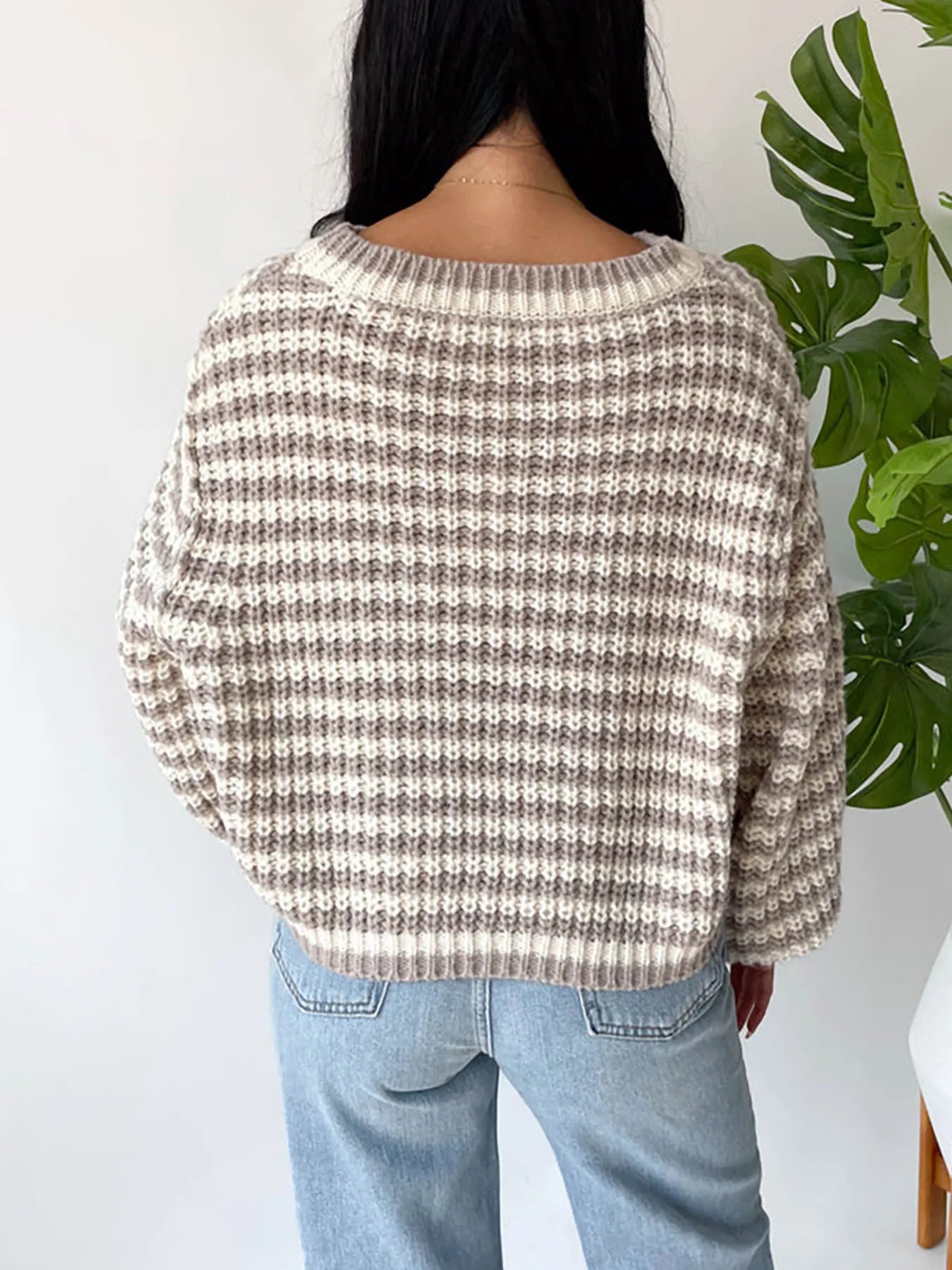 Oversized Striped Drop Shoulder Sweater