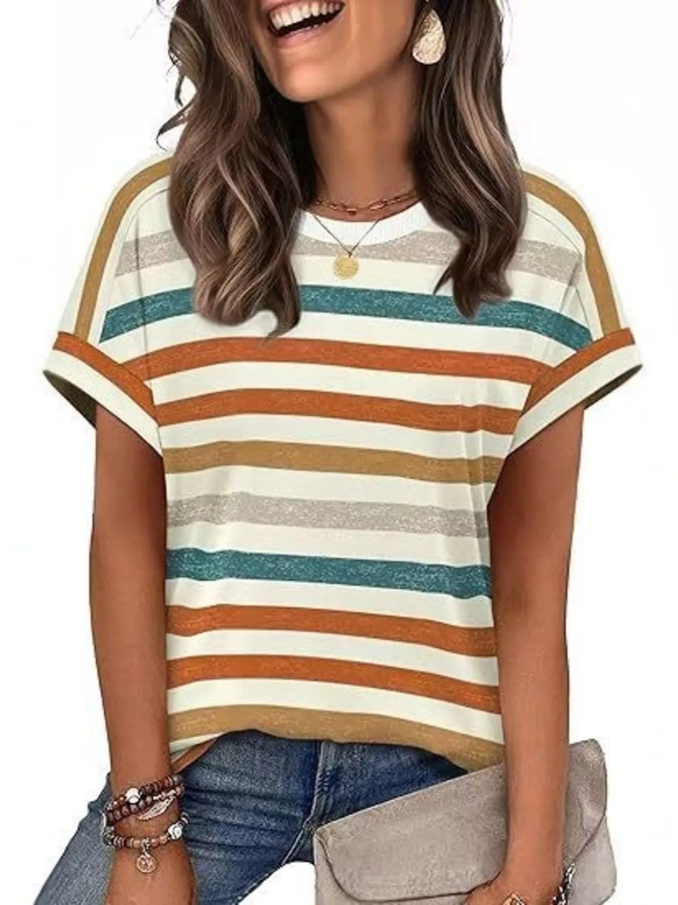 Striped Short Sleeve Casual T-Shirt