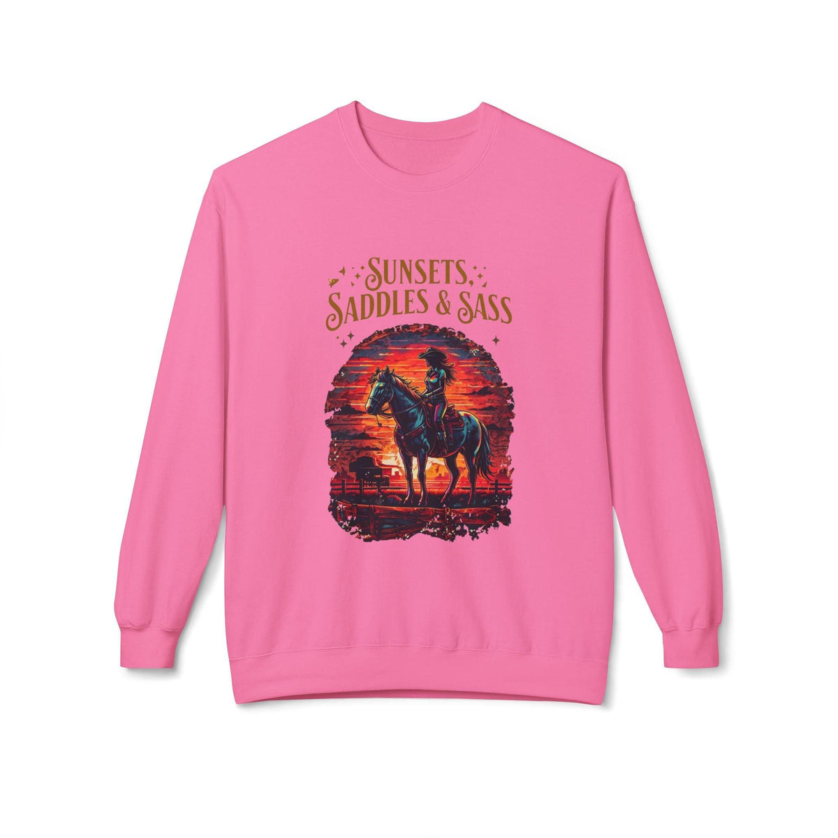 Sunsets Saddles and Sass Softstyle Fleece Crewneck Sweatshirt
