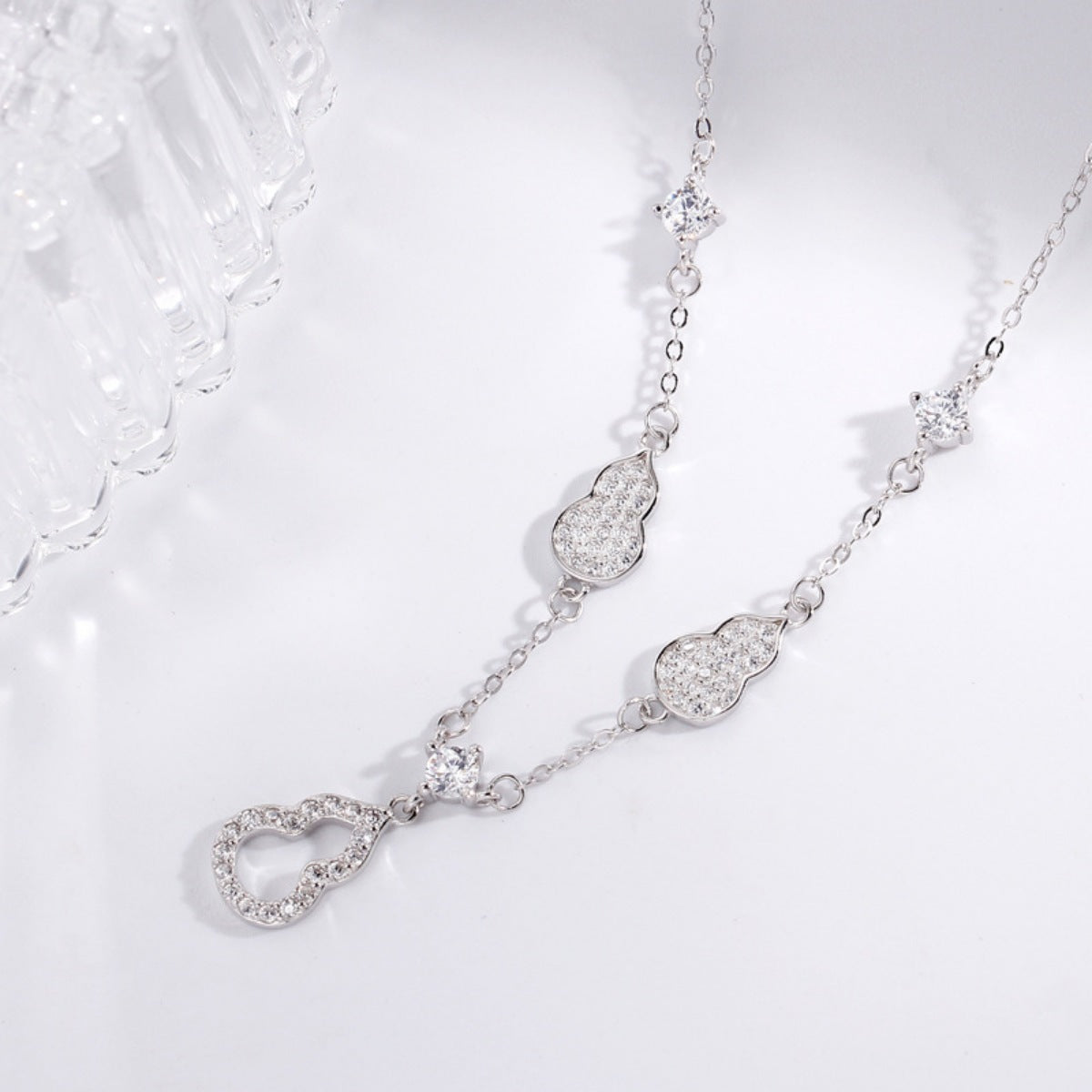 925 Sterling Silver Zircon Gourd Necklace