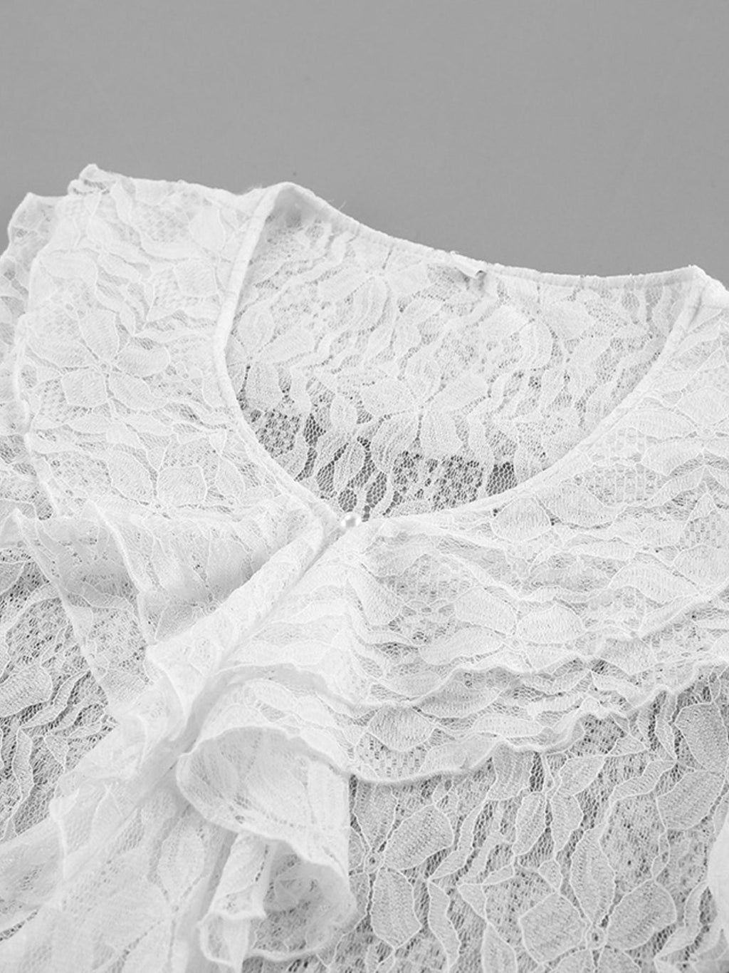 Ruffle Lace Flounce Sleeve Blouse
