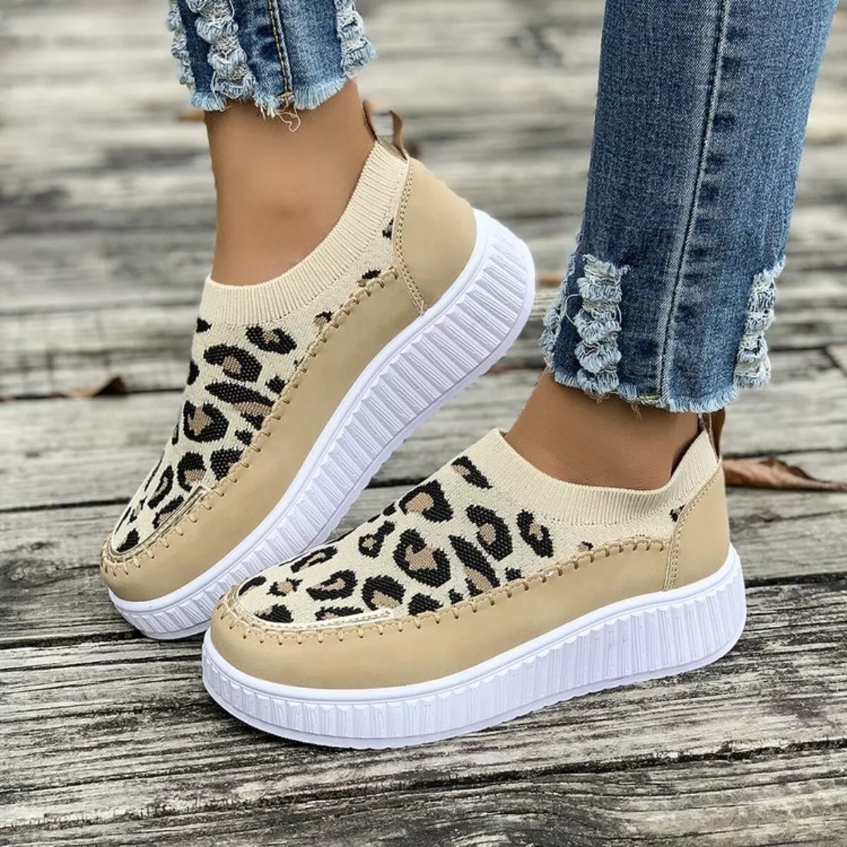 Round Toe Platform Slip-Ons
