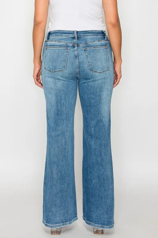 bytos Full Size Cat's Whiskers Mid Rise Bootcut Jeans