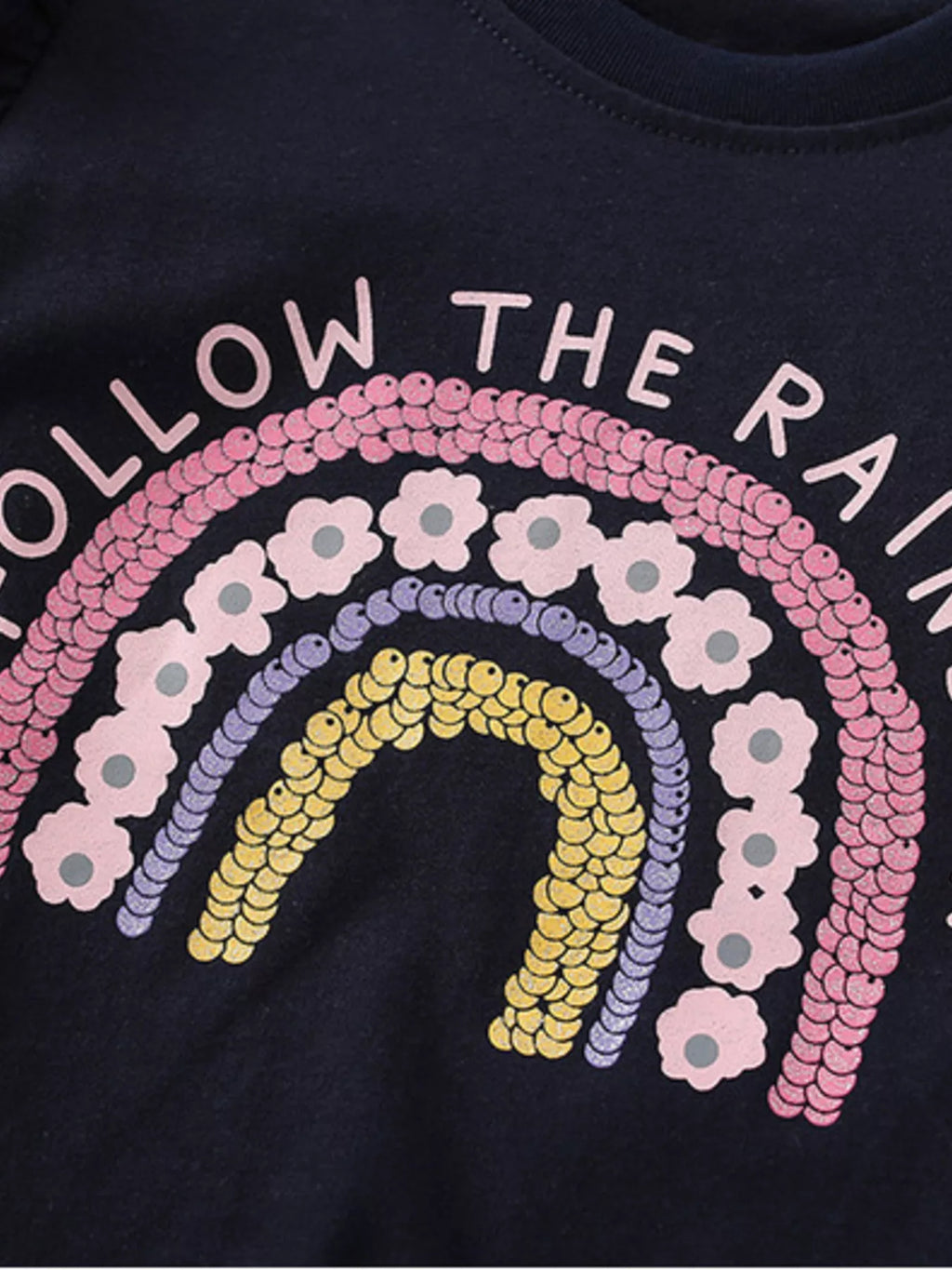 Children's Follow The Rainbow Ruffle Sleeve T-Shirt and Shorts Set