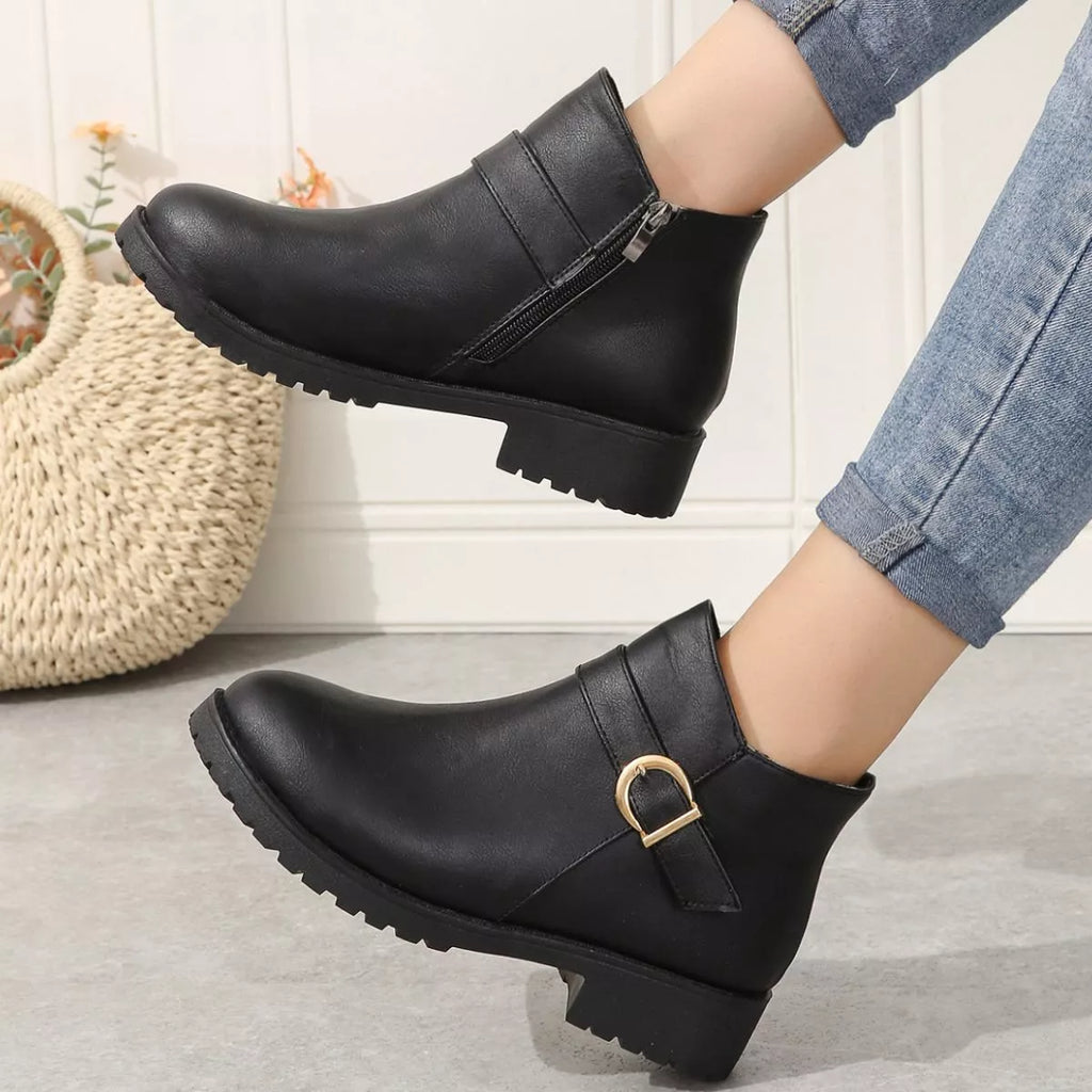 Round Toe Block Heels Boots