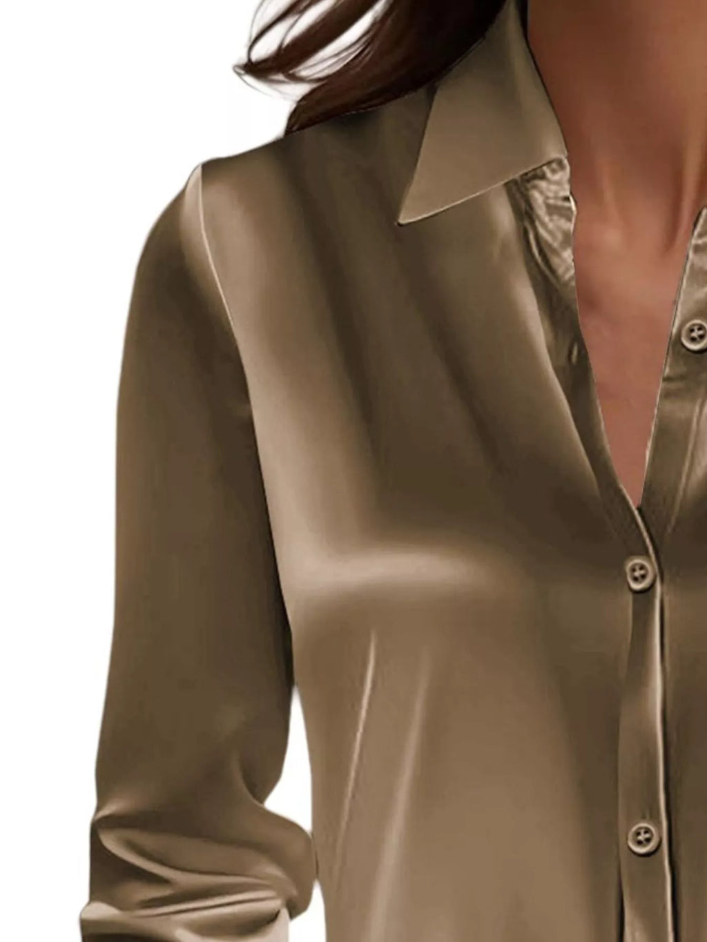 Full Size Button Down Collared Neck Long Sleeve Shirt Plus Size
