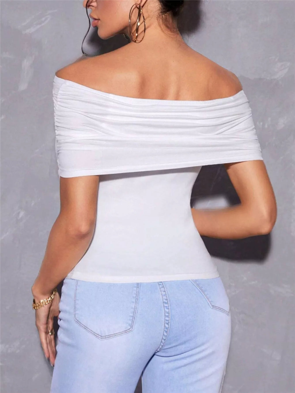 Off Shoulder Ruched T-Shirt