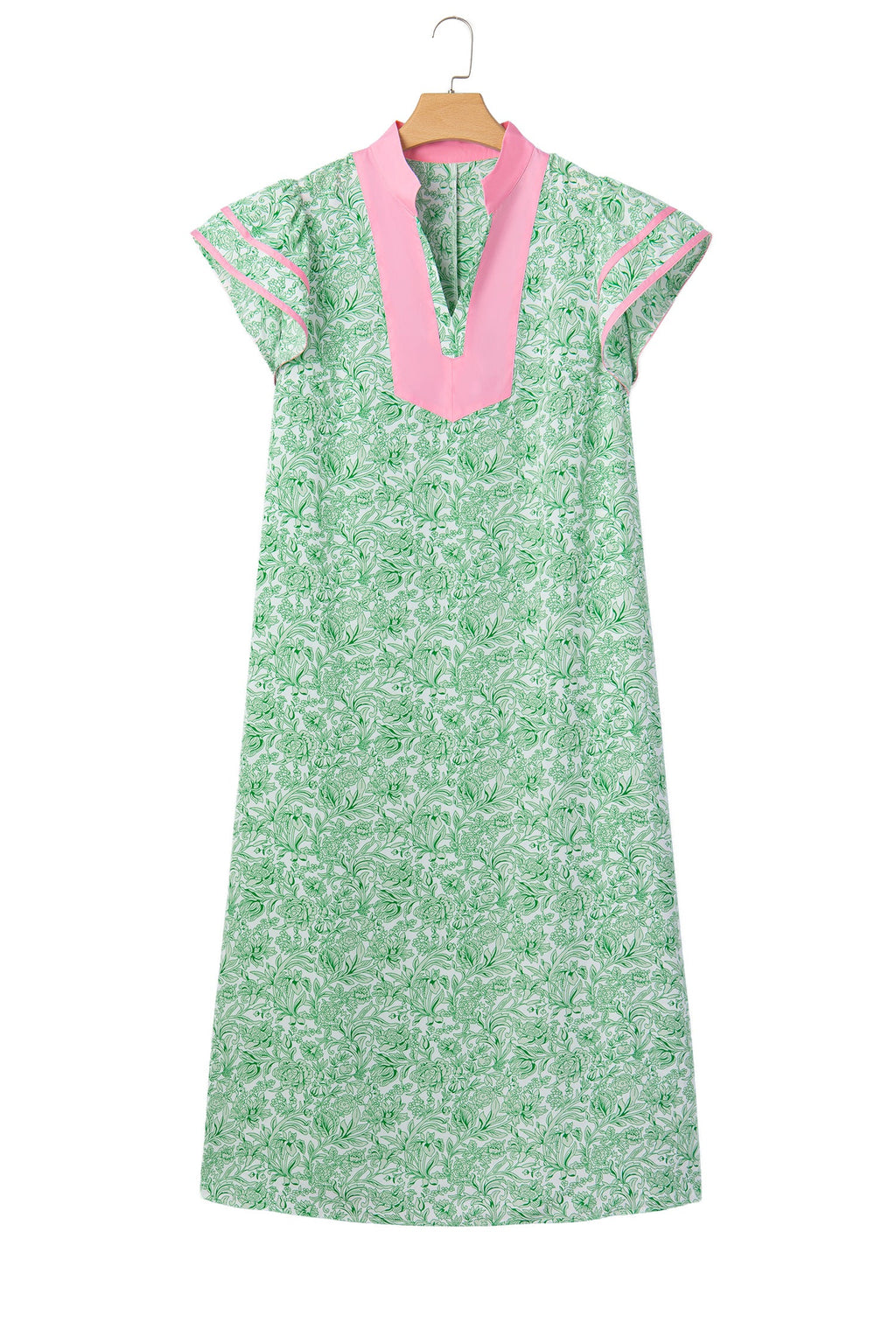 Plus Size Floral Flutter Sleeve Kaftan Maxi Dress