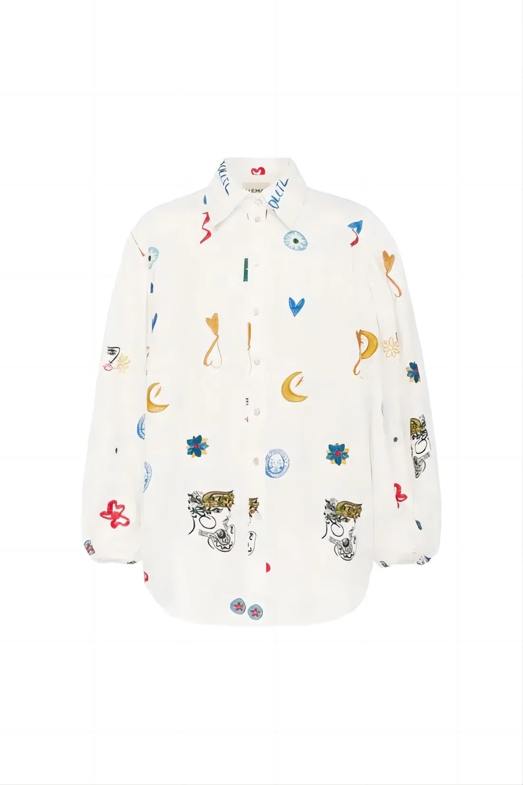 Printed Button Up Long Sleeve Shirt