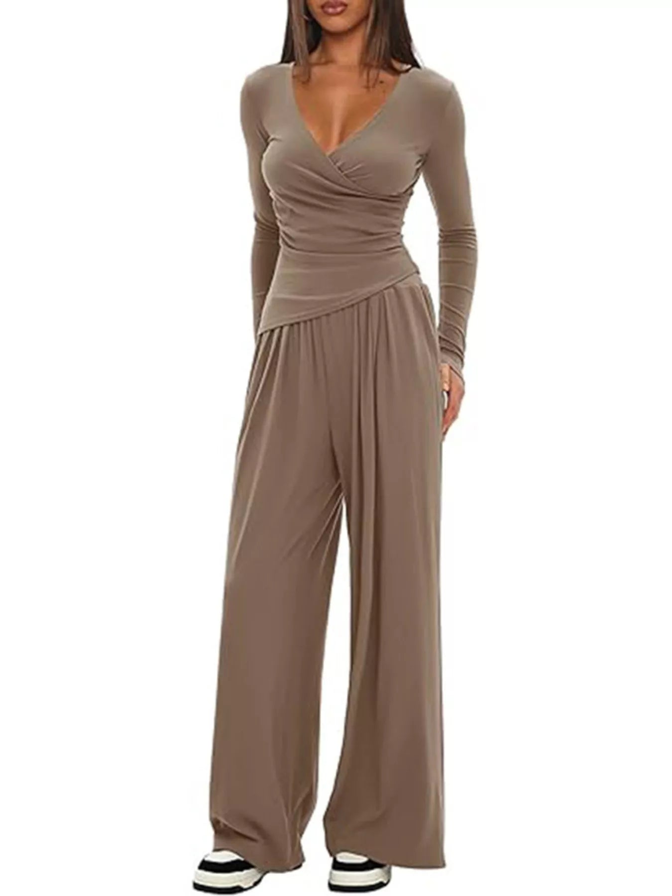 Casual Long Sleeve Top and Pants Two-Piece Set