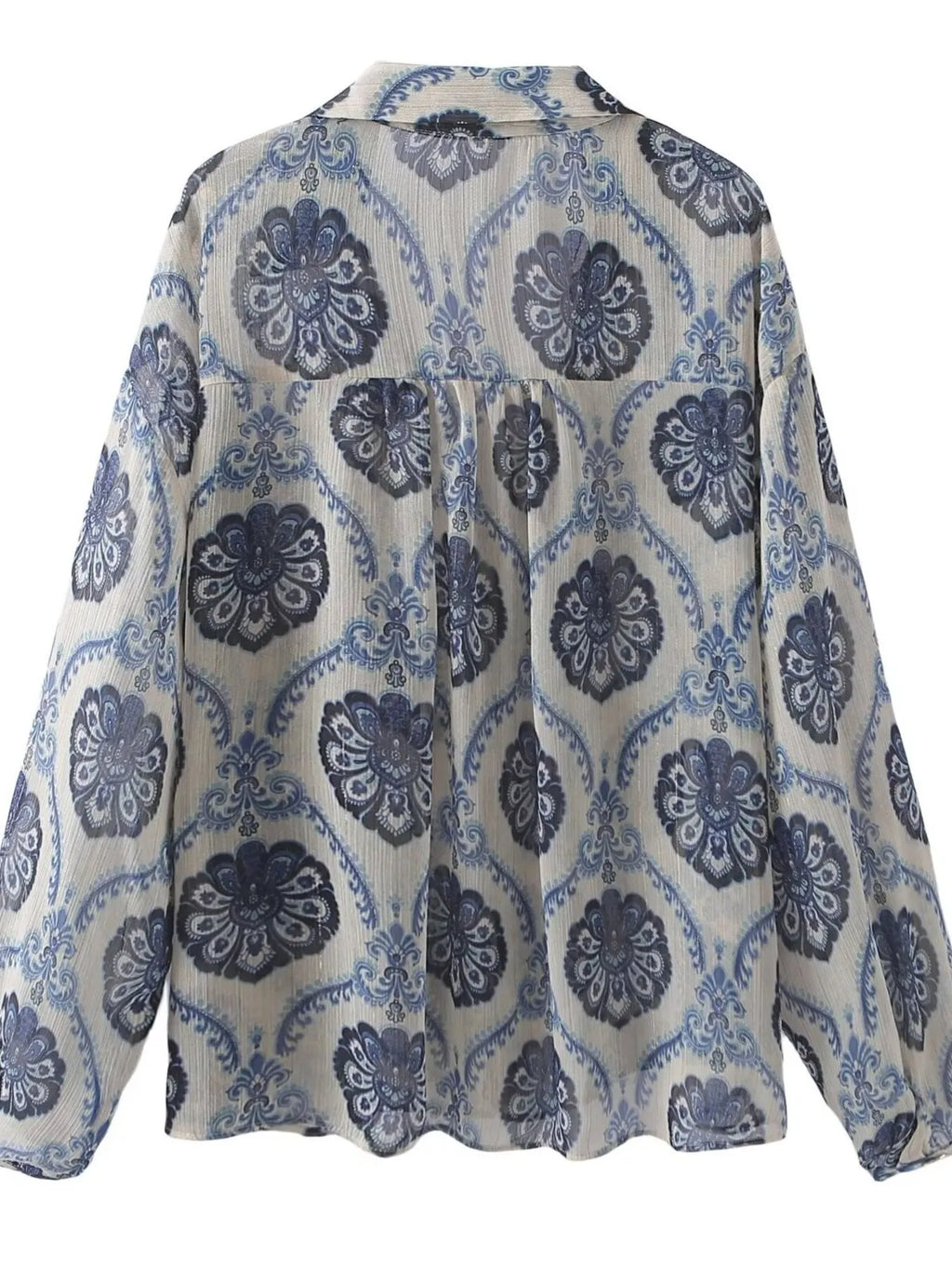 Printed Button Up Long Sleeve Dress
