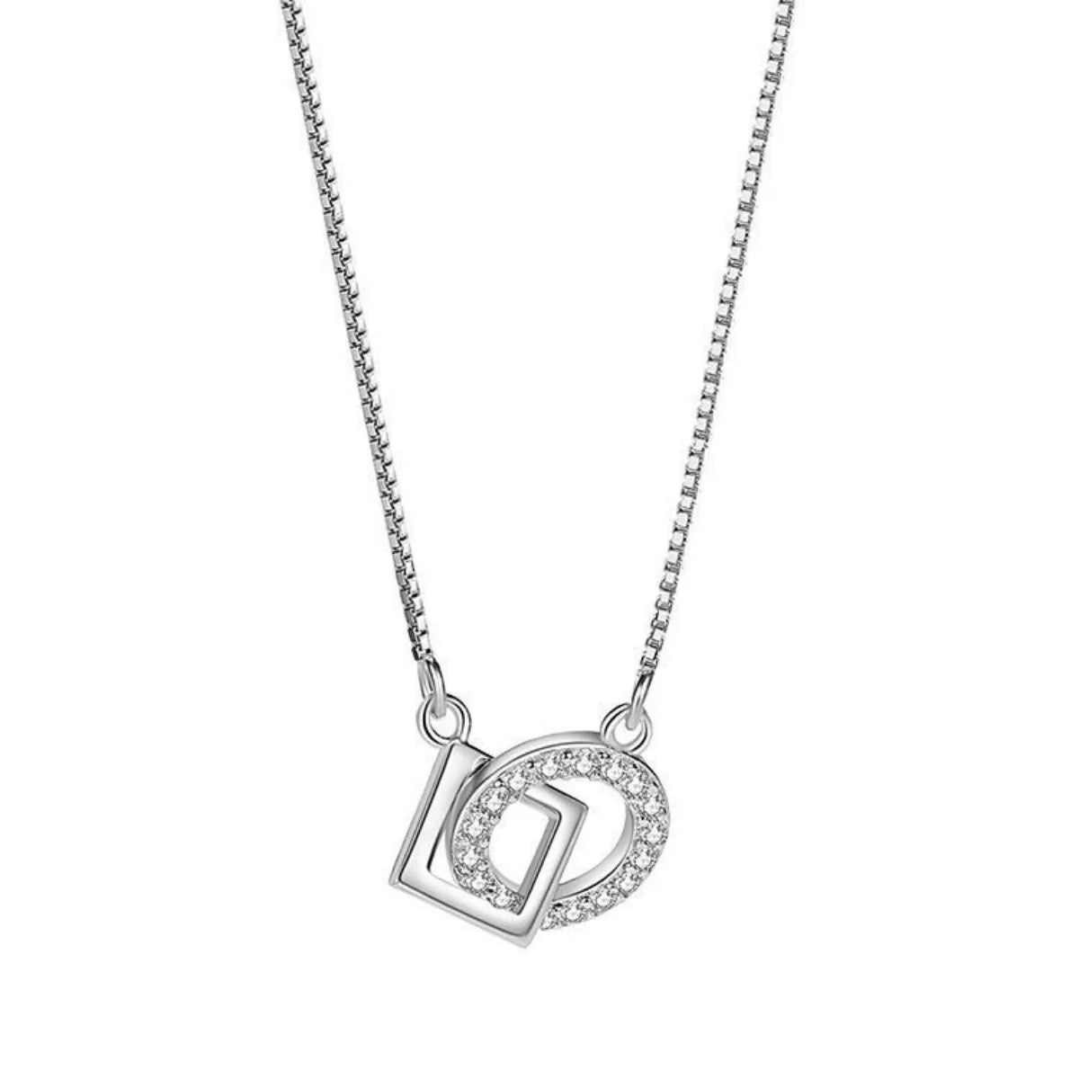 925 Sterling Silver Zircon Geometric Necklace