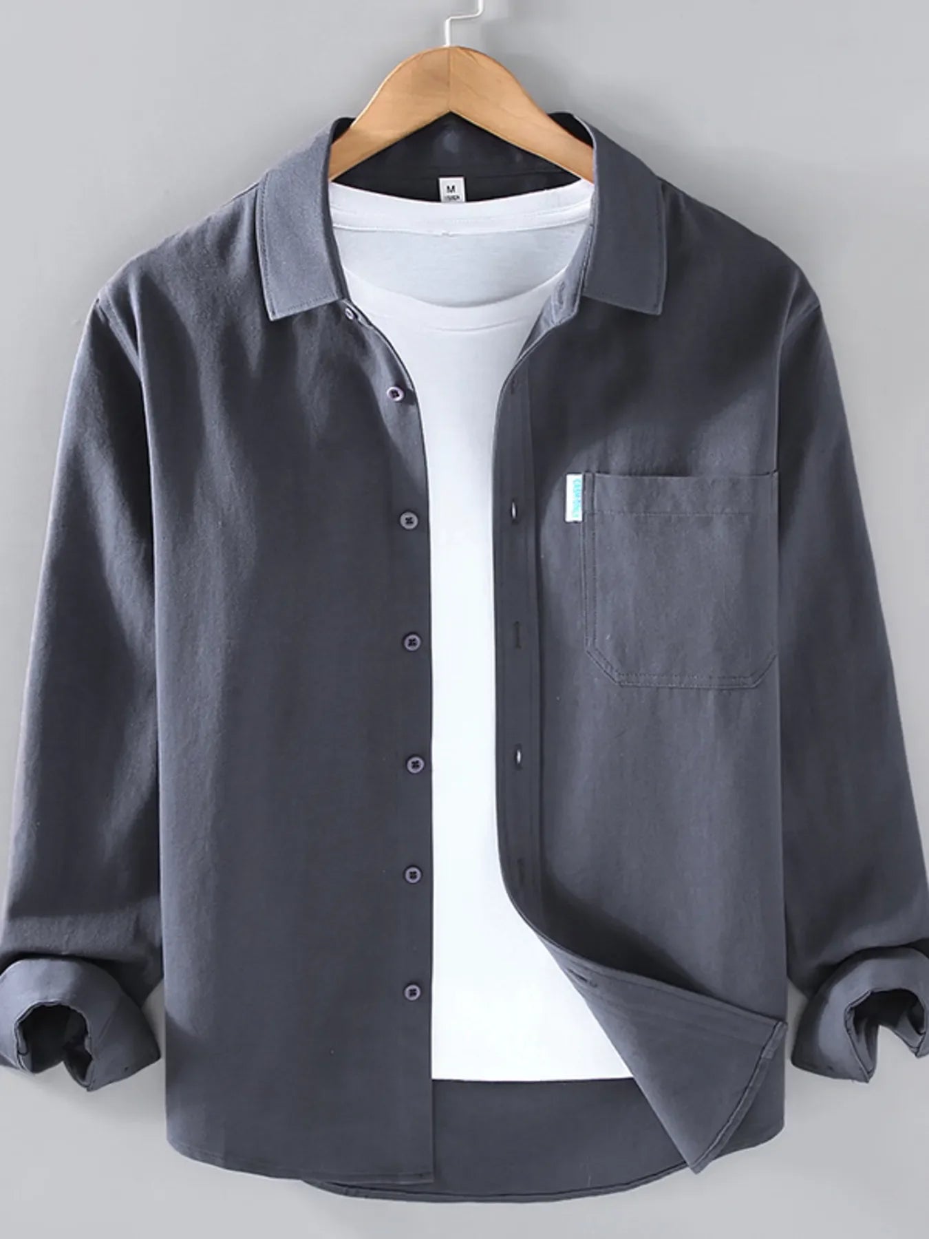 Men's Plus Size Long Sleeve Button-Up Shirt