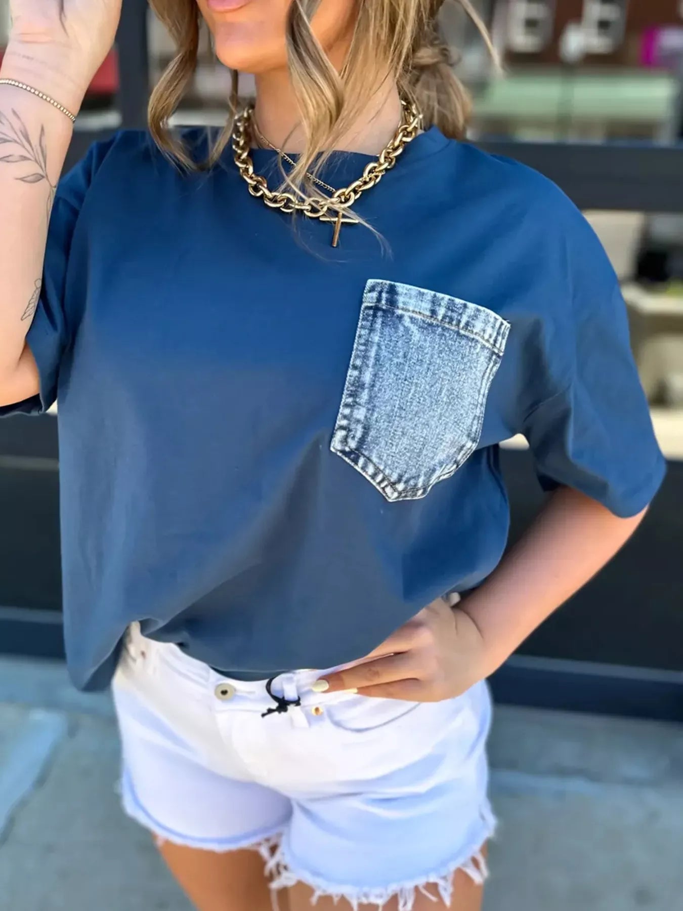 Denim Pocket Relaxed Fit T-Shirt