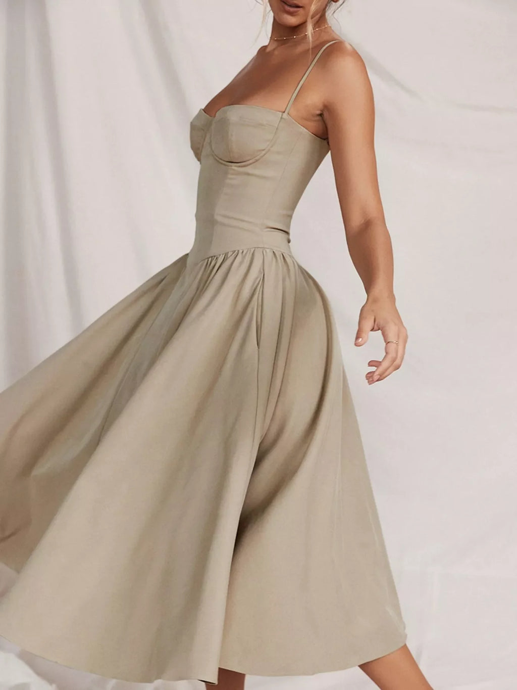 Sweetheart Neck Midi Cami Dress