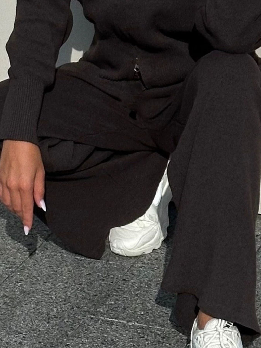 Zip Up Outerwear and Wide Leg Pants Set