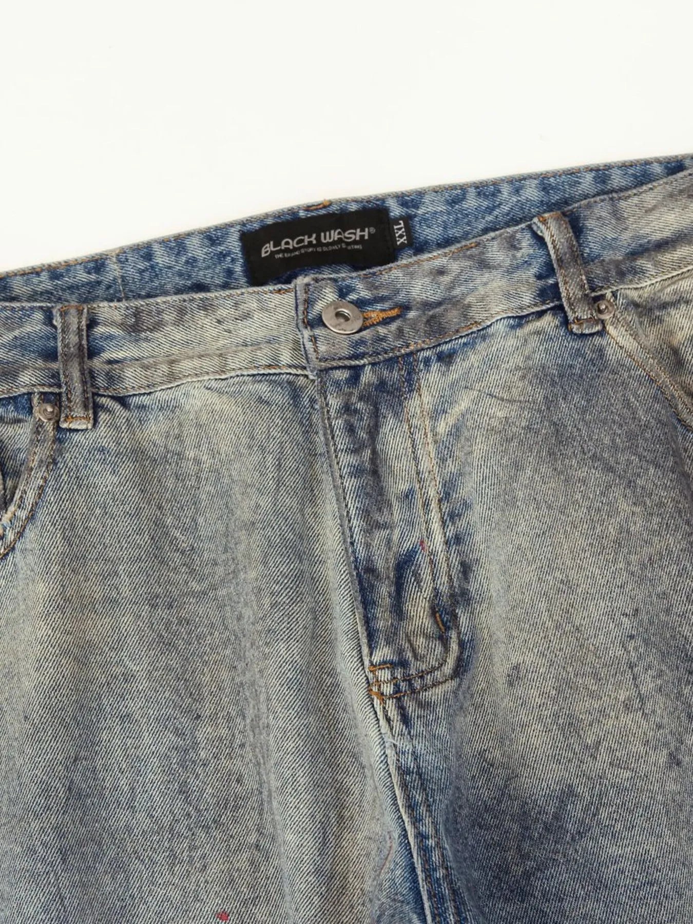 Men's Distressed Washed Straight Jeans