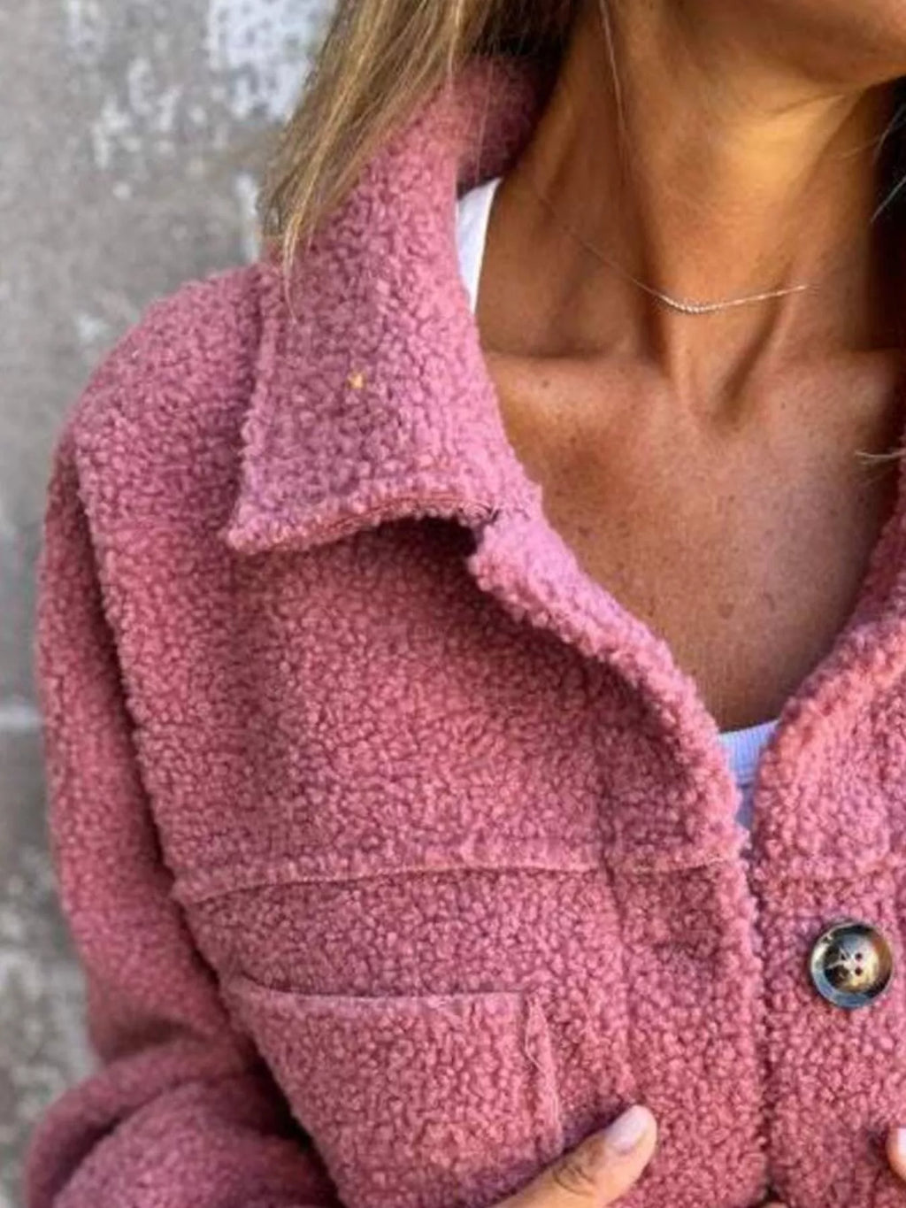 Full Size Single-Breasted Sherpa Shacket Plus Size