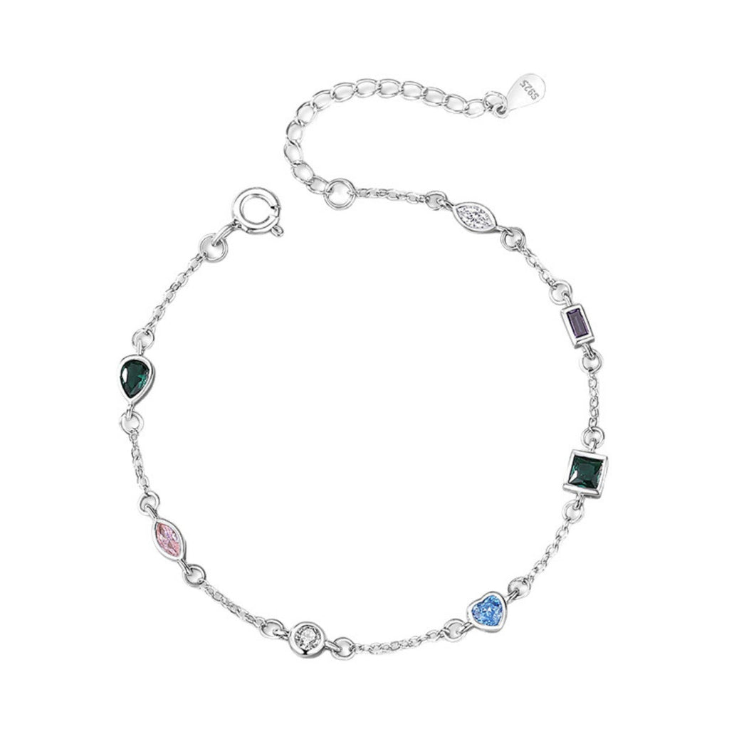 925 Sterling Silver Geometric Charm Bracelet