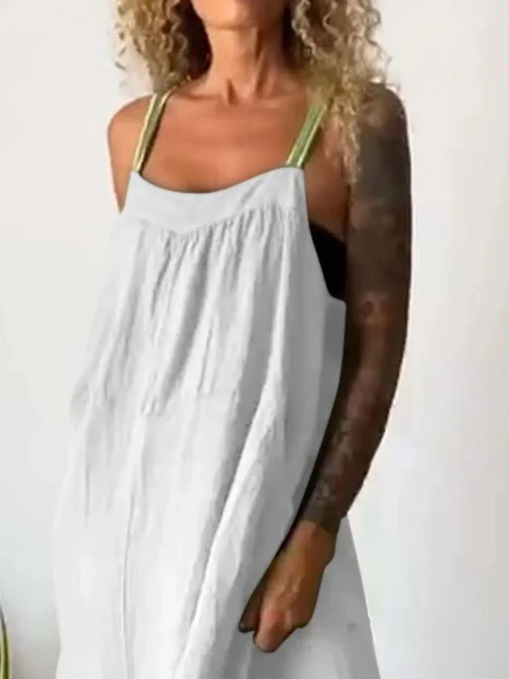 Full Size Ruched Cami Maxi Dress with Pockets Plus Size