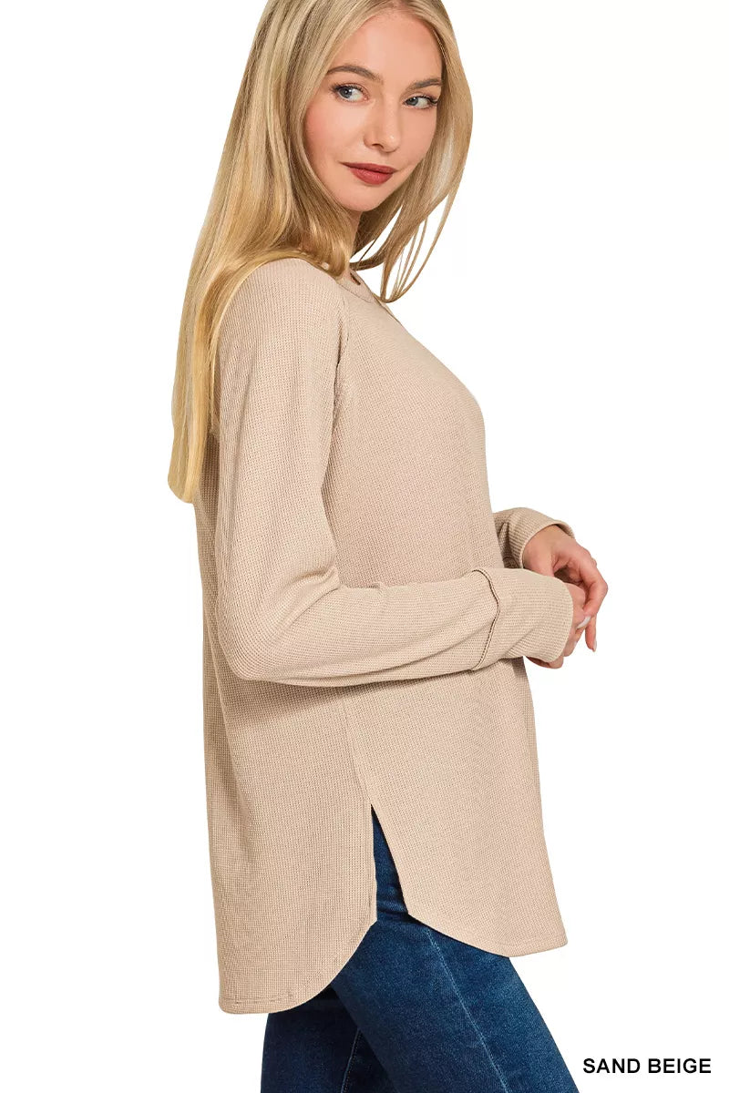 Zenana Baby Waffle Long Sleeve Top