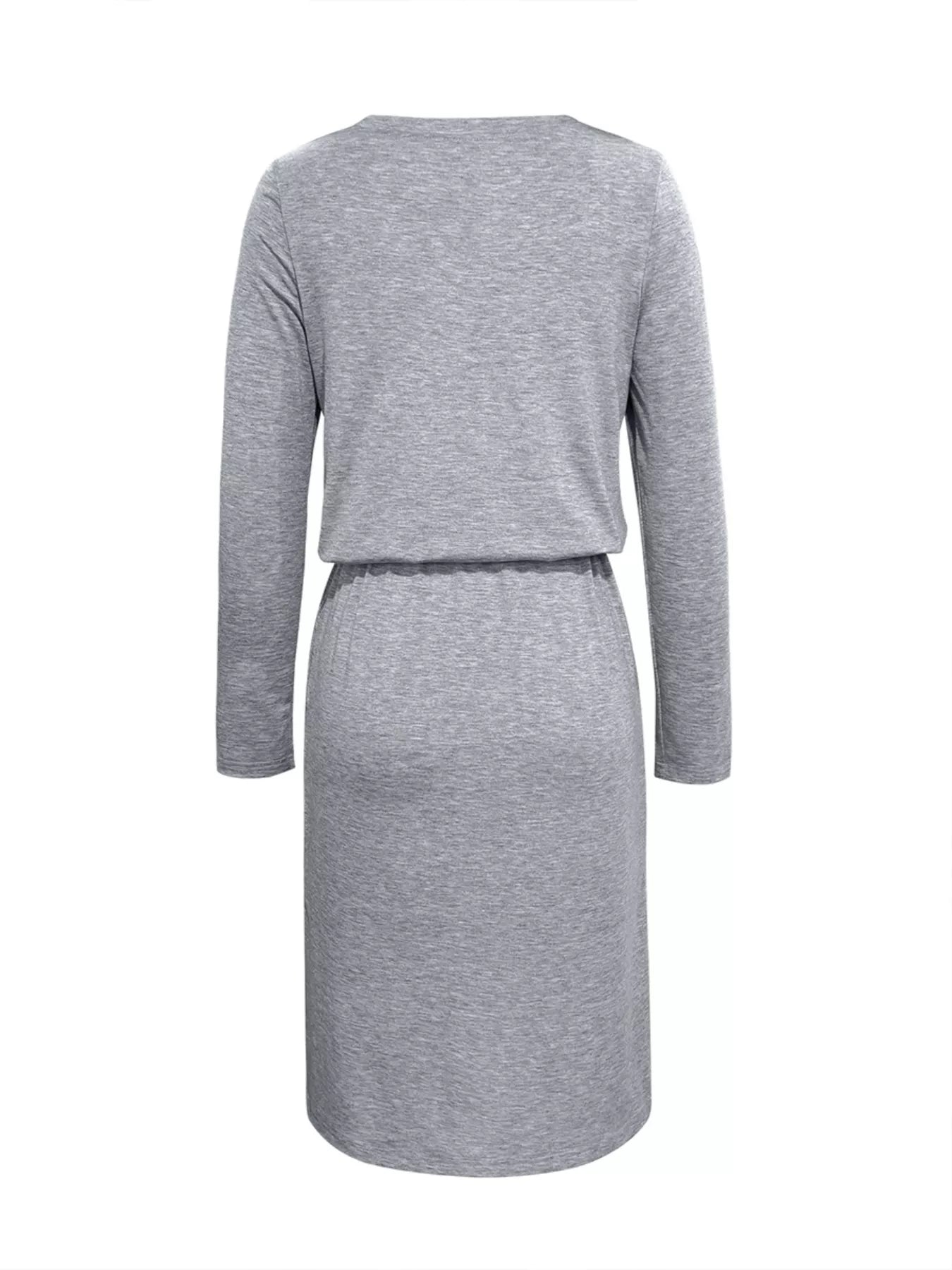 Long Sleeve Drawstring Midi Dress