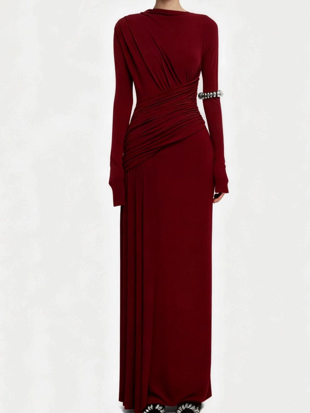 Ruched Long Sleeve Maxi Dress