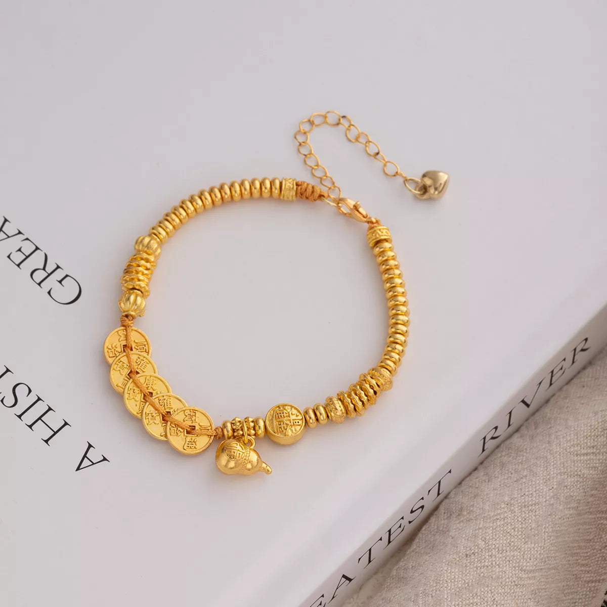 18K Gold-Plated Zinc Alloy Coin Bracelet