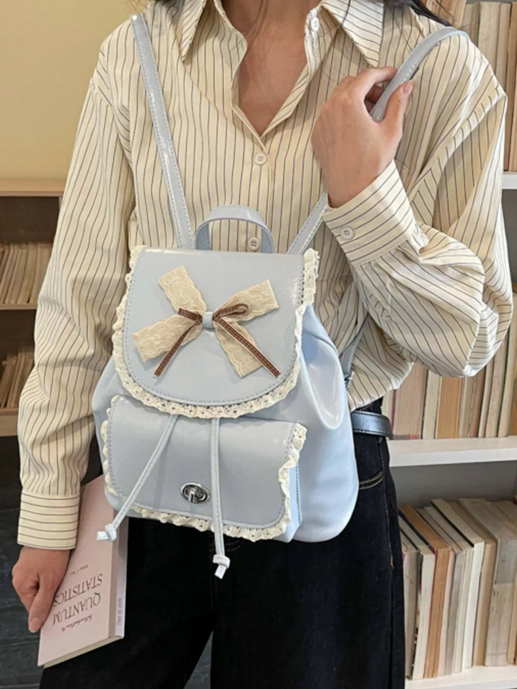 Lace Bowknot Decor Backpack Bag