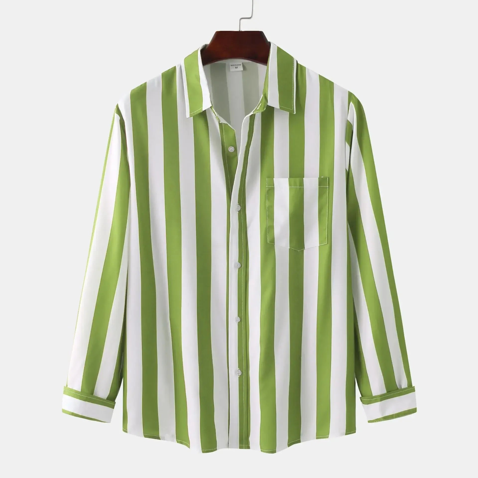 Men's Striped Button-Down Long Sleeve Shirt