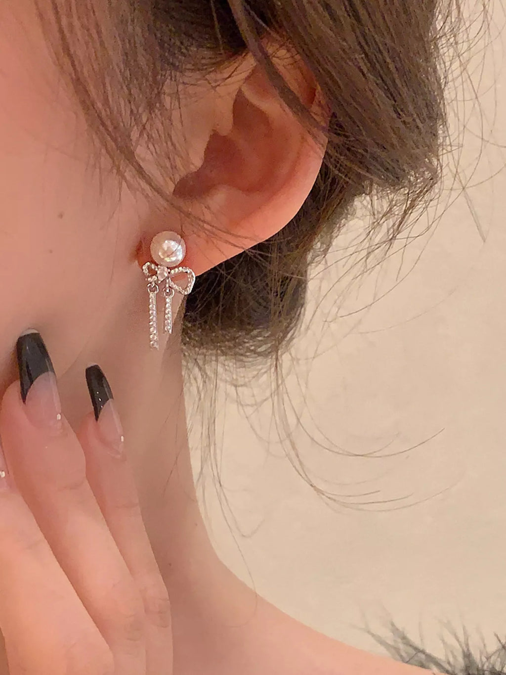 Pearl Bowknot Drop Earrings