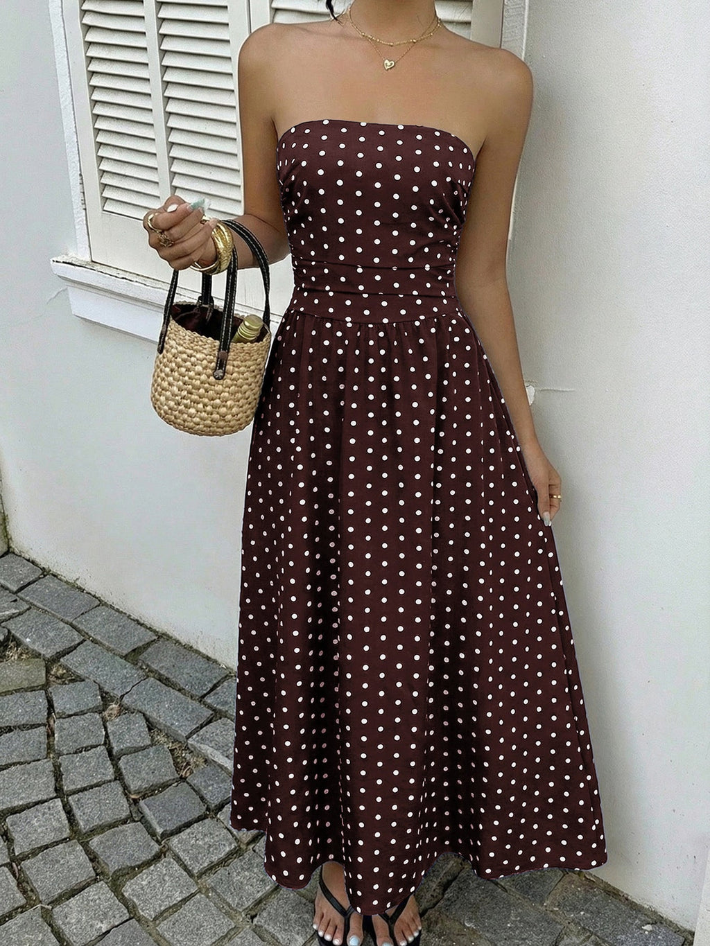 Polka Dot Tube A-Line Dress
