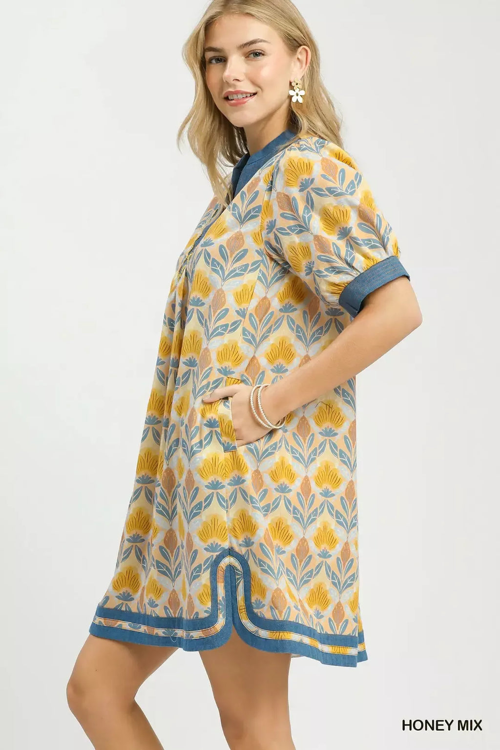 Umgee Mix Tile Print Mini Dress