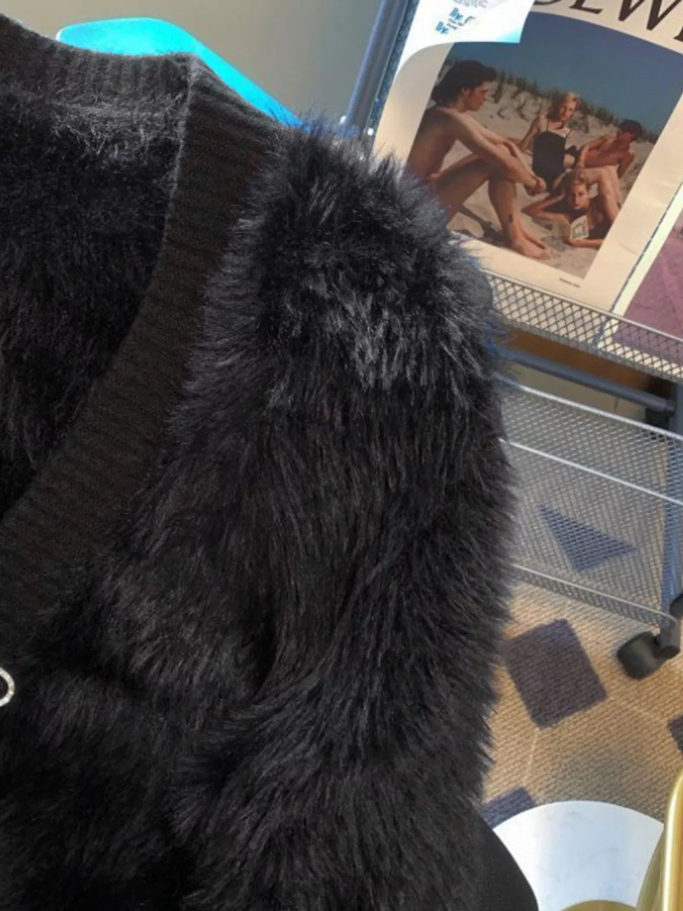 Fuzzy Bow Button Up Cardigan