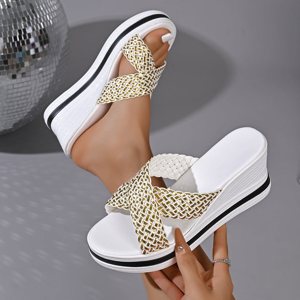 Woven Strap Wedge Sandals