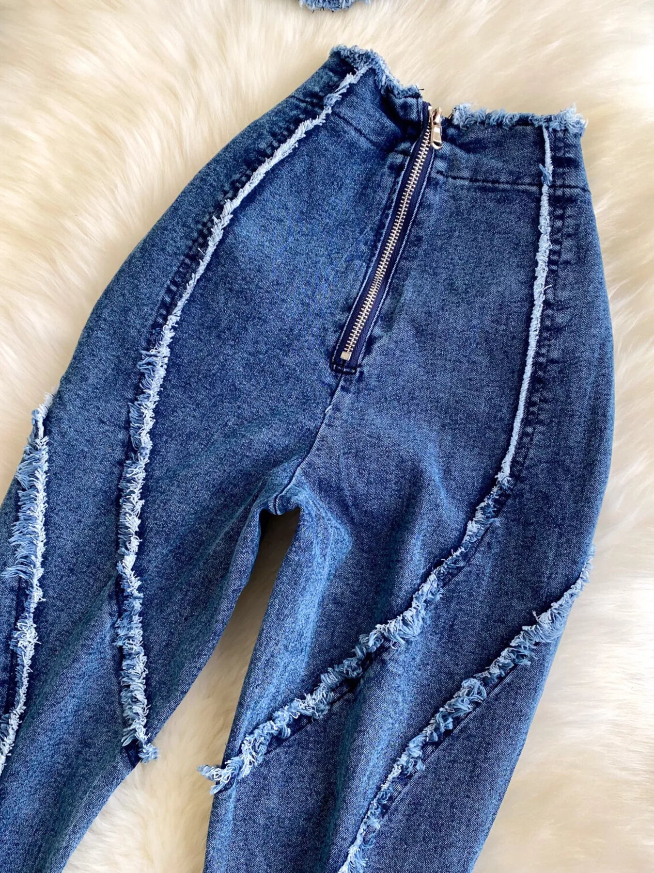 Raw Hem Denim Cami and Flare Jeans Set