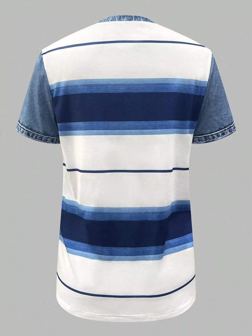 Denim Patchwork Short Sleeve Blouse