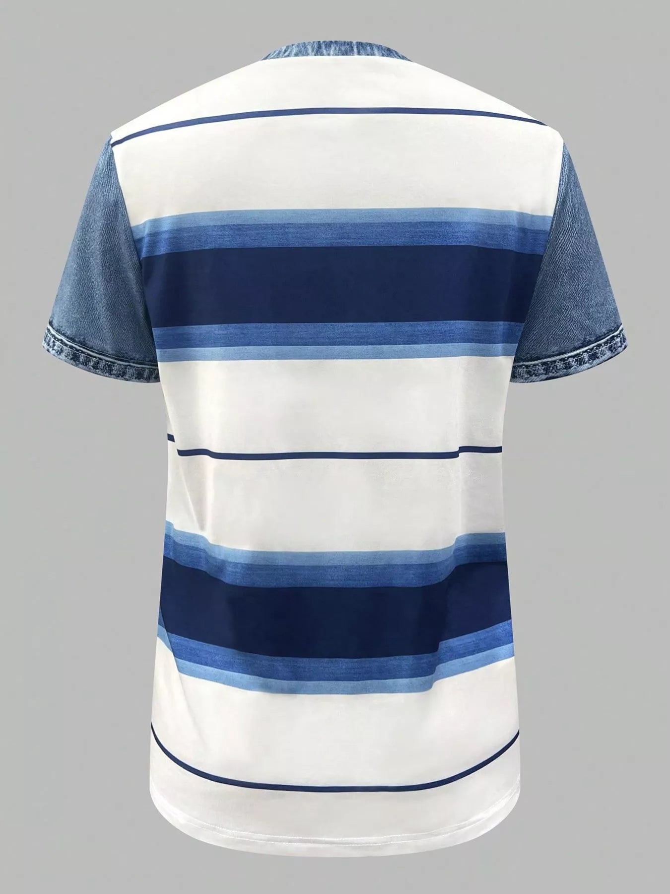 Denim Patchwork Short Sleeve Blouse