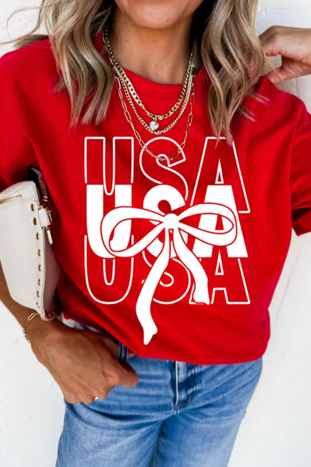 Patriotic USA Bow Graphic T-Shirt