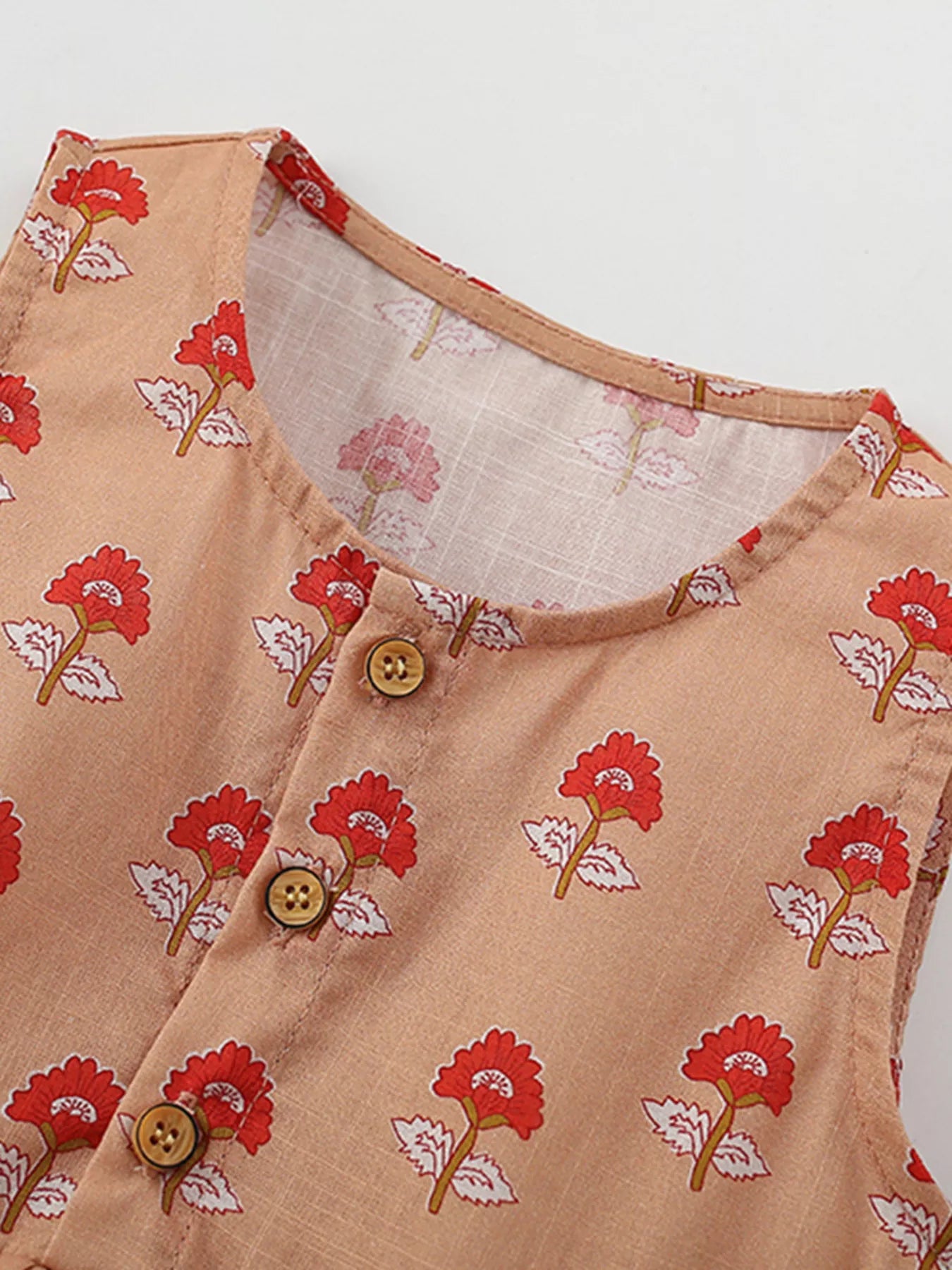 Children's Floral Print Sleeveless Ruffle Dress
