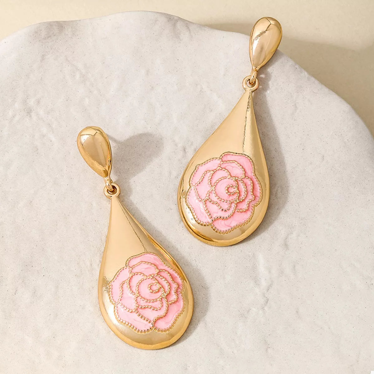 18K Gold-Plated Flower Teardrop Earrings