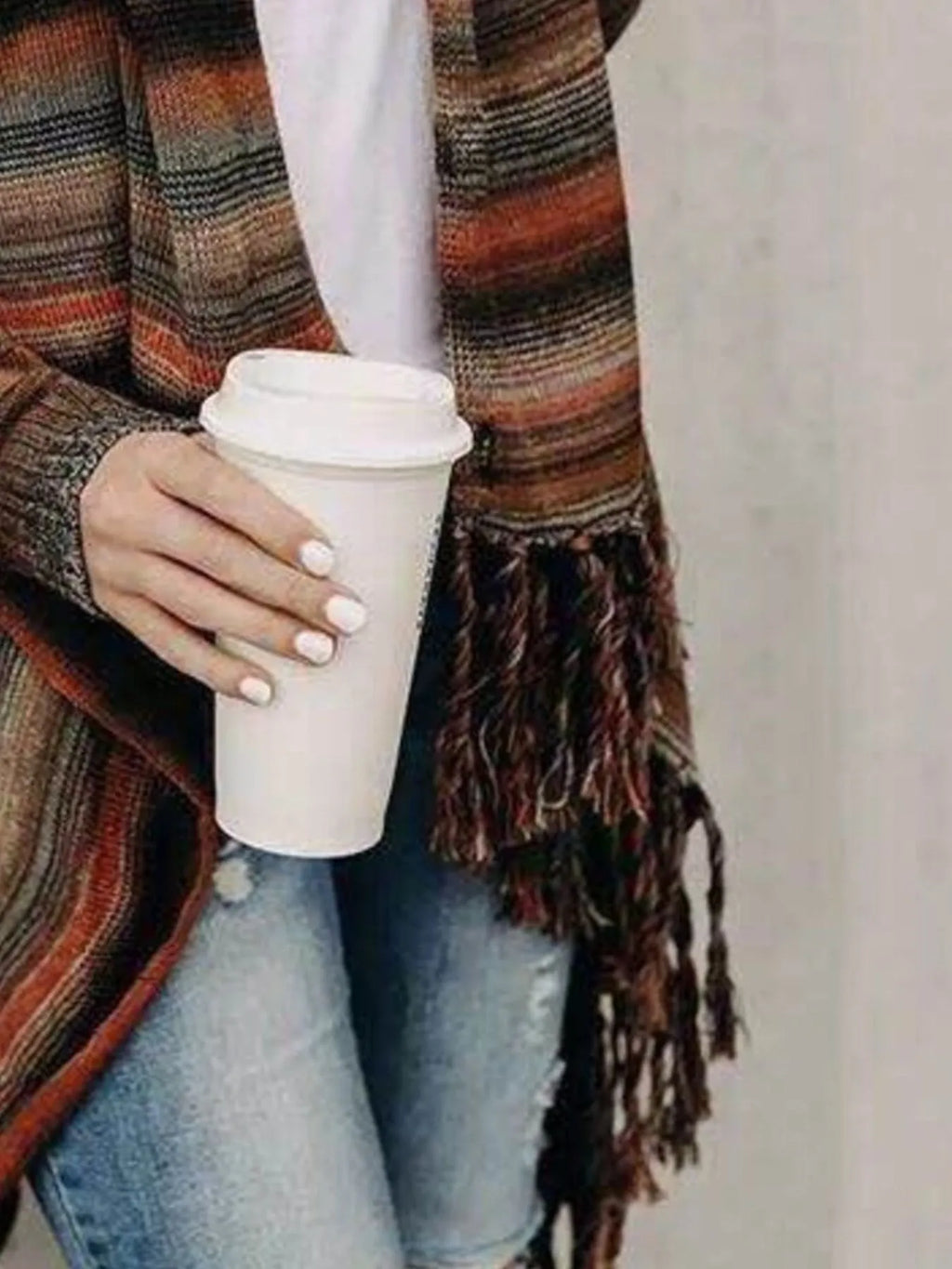 Fringe Long Sleeve Wrap Cardigan