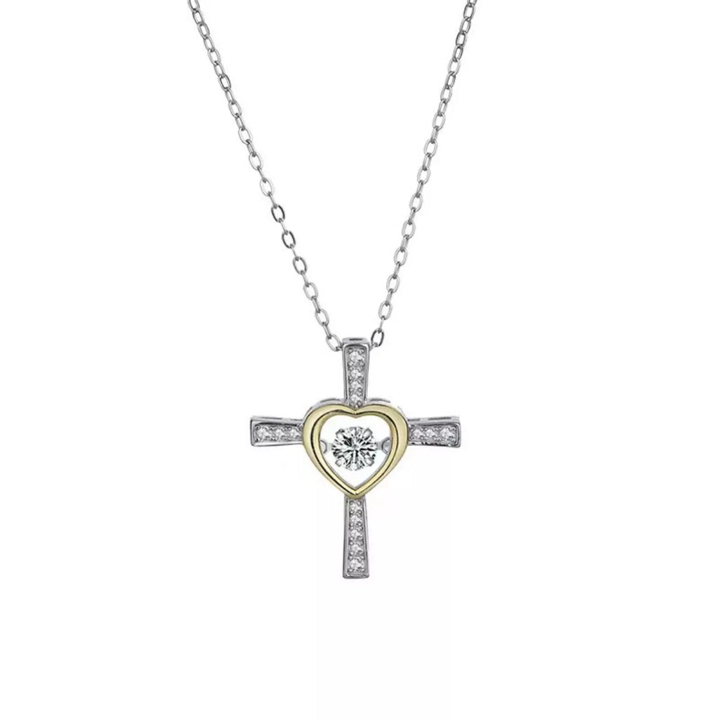925 Sterling Silver Heart Cross Necklace