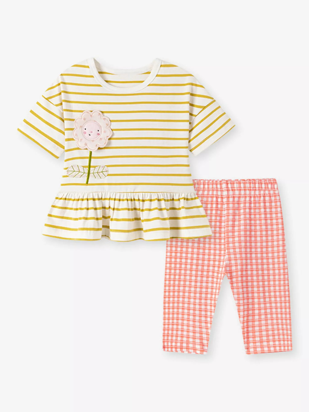 Children's Striped Top & Gingham Capri Set