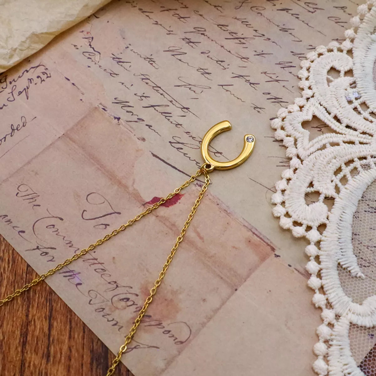 18K Gold-Plated Horseshoe Pendant Necklace
